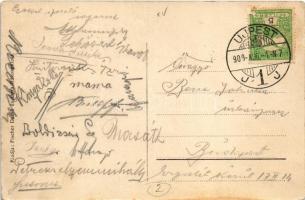 1909 Budapest XV. Rákospalota, Horváth féle vendéglő, kerthelyiség, pincérek, kutya. Fischer Dezső é...