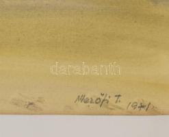 Mezőfi Tibor (1933-2014): Tokaj környéke, 1971. Akvarell, papír, jelzett. Üvegezett fakeretben. Pasz...
