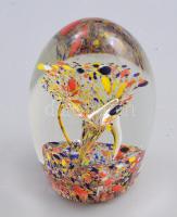 Murano kúp alakú levélnehezék, belső színezéssel, m: 8,5 cm