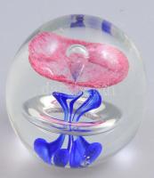 Murano levélnehezék, belső színezéssel, m: 5,5 cm