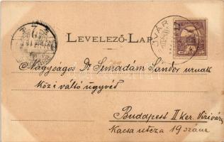 1900 Tótsóvár, Sóvár, Solivar (Eperjes, Presov); látkép, templom. A képeslap címzettje dr. Semadam S...