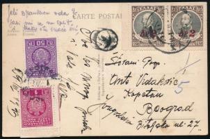 1933 Képeslap Jugoszláviába küldve, 2 db jugoszláv portó bélyeggel / Postcard with 2 Yugoslav postage due stamps