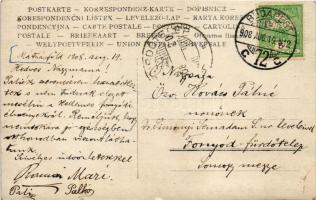 1908 Budapest XVI. Mátyásföld, villa, nyaraló. A képeslap címzettje dr. Semadam Sándor ügyvéd (1864-...