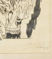 Hincz Gyula (1904-1986): Páros (cím nélkül), rézkarc, papír, jelzett, üvegezett fakeretben, lapszéli...