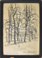Andaházi Kasnya Béla (1888-1981): Margit-szigeti részlet, 1919. Ceruza, papír, jelzett, Andaházi Kas...