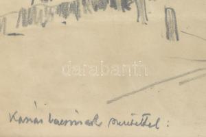 Andaházi Kasnya Béla (1888-1981): Margit-szigeti részlet, 1919. Ceruza, papír, jelzett, Andaházi Kas...