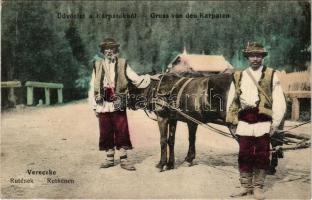 Alsóverecke, Vereczke, Niznije Verecki, Nizsnyi Vorota, Nyzhni Vorota; Üdvözlet a Kárpátokból. Rutének (ruszinok) / Ruthenen / Ruthenian (Rusyn) folklore (ragasztónyom / glue marks)