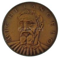 Kiss Kovács Gyula (1922-1984) DN "Michelangelo" kétoldalas bronz emlékérem, "Állami Pénzverő" feliratú műanyag tasakban (60mm) T:AU patina