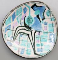 Iparművész dísztál, modernista mintával, d: 19 cm