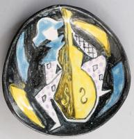 Iparművész dísztál, modernista mintával, d: 19 cm