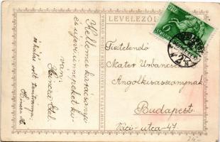 1940 Boldog új esztendőt! Nyomtatta és kiadja Kner Izidor, Gyoma / Hungarian New Year art postcard s...