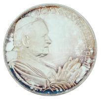 Fülöp Zoltán (1951-2004) 1991. "Őszentsége II. János Pál pápa magyarországi látogatása emlékére 1991" kétoldalas jelzett Ag emlékérem műanyag tokban (31,35g/0.999/42,5mm) T:AU (eredetileg PP) patina