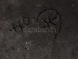 Jelzett kerámia tálka, iparművész, d: 14 cm