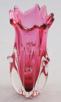 Chribska cseh pink váza, m: 14 cm