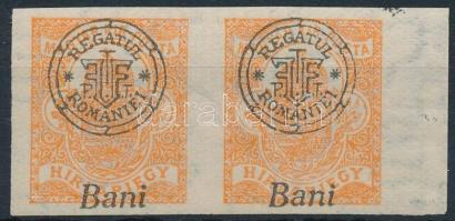 Nagyvárad 1919 Hírlapbélyeg pár eltolódott felülnyomással, Bani alul Signed: Bodor
