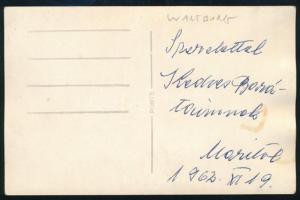 1962 Wartburg személyautó, a hátoldalon feliratozott fotólap, 9x14 cm