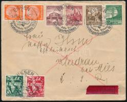1938 Levél 8 bélyeggel bérmentesítve esseni Birodalmi Kertészeti kiállítás alkalmi bélyegzéssel / Cover with special cancellation