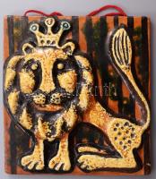 Oroszlánkirály - mázas kerámia falidísz, 23x21 cm
