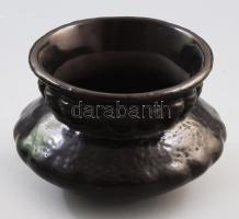 Dósa fekete kerámia váza, m: 12 cm