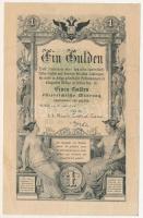 1866. 1G "STN" vízjeles papíron, "KG48" sorszámmal T:F / Austrian Empire 1866. 1 Gulden on "STN" watermarked paper, "KG48" serial number C:F Adamo G97