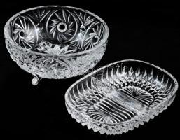 2 darab üveg kínáló, h: 19,5 cm alatt