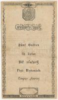 1806. 5G "Bécsi városi bankócédula" vízjeles papíron T:F,VG kis beszakadás / Habsburg Mona...