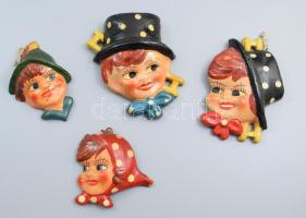 4 darab art deco kerámia falidísz, m: 15 cm alatt