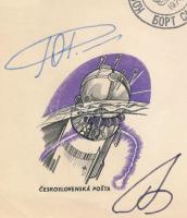 Jurij Romanyenko (1944- ), Georgij Grecsko (1931- ) szovjet űrhajósok aláírásai emlékborítékon / Yur...