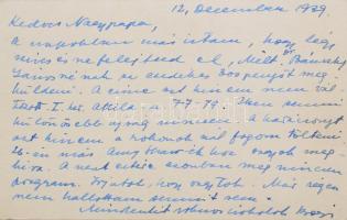 1939 London, Kézdi-Kovács Elemér (1898-1976) festőművész autográf sorai édesapjához, Kézdi-Kovács Lá...