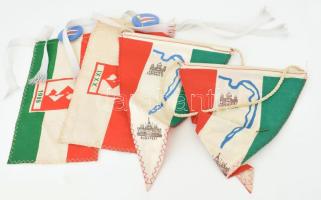 1987-1989 Sobieski János Dunai Emléktúra zászlók és jelvények, össz. 8 db, vegyes méretben és állapotban