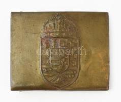 Osztrák-Magyar Monarchia, magyar címeres réz katonai övcsat, 5x6,5 cm