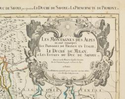 [A francia Alpok, Milánó, Savoya rézmetszetű térképe]

Les Montagnes des Alpes ou sont remarqués l...