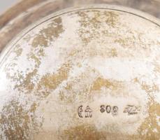 Antik ezüst (Ag) aufsatz, eredeti csiszolt üvegtálcájával, jelzett, tálcán kis pattogzással, d: 29 c...