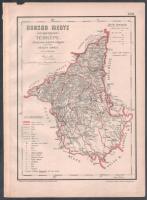 cca 1880-1890 Borsod megye közigazgatási térképe, rajzolta: Hátsek Ignác, 1 : 500.000, Bp., Rautmann Frigyes kiadása (Posner Károly Lajos-ny.), kisebb lapszéli sérülésekkel, hátoldalán az Ercsi gőzhajót ábrázoló (későbbi) ceruzarajzzal, 36,5x26,5 cm