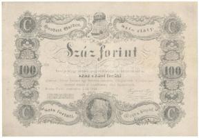 1848. 100Ft "Kossuth bankó" imitációja, hátoldalán "Nyomatott a Magyar Nemzeti Múzeum Magyarország története a honfoglalástól 1849-ig c. kiállításon 1967. május 31." felirattal T:AU