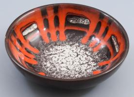 Iparművész mázas kerámia falitál, mázhibával, d: 14,5 cm