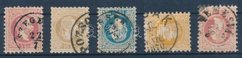 1867 5 stamps with matermark and readable cancellations, 1867 5 db bélyeg olvasható bélyegzésekkel, mind vízjeles