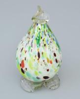 Üveg asztaldísz, anyagában színezett, m: 13 cm