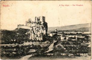 1908 Beckó, Beczkó, Beckov; A Vág völgye, vár. Brück Gyula felvétele és kiadása / Das Waagthal / Beckovsky hrad / castle ruins in the Váh valley (EK)