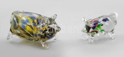 Murano 2 darab malac alakú levélnehezék, egyik farka sérült, jelzés nélkül, h: 7-9 cm