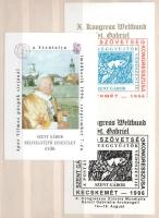 13 db magánkiadású emlékív, közte feketenyomat, egyik szűkre vágva