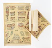 cca 1948 "Sofőr Iskola", a Játékvizsgáló Bizottság által jóváhagyott játékterv, tus, színesceruza, pauszpapír, papír, jelzés nélkül,nemzeti kiscímeres pecsétekkel, aláírásokkal, 4 sztl. lev., 60x40 cm, (pauszpapír: 55x39 cm), 44x27 cm (pauszpapír:37x27 cm), 34x26 cm, 17x38 cm