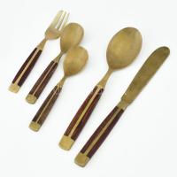 5 darab mid-century evőeszköz, rózsafa nyéllel, h: 20 cm alatt