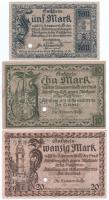 Német Birodalom / Weimari Köztársaság / Altenburg 1918. 5M + 10M + 20M felülbélyegzéssel, lyukasztással érvénytelenített T:F German Empire / Weimar Republic / Altenburg 1918. 5 Mark + 10 Mark + 20 Mark cancelled by holes and stamps C:F