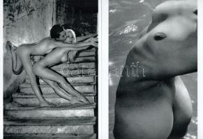 cca 1950 és cca 1970 "Hölgyek tornázgatnak", szolidan erotikus felvételek, 2 db modern nagyítás, jelzés nélkül, 21x15 cm