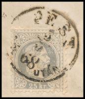 1868 25kr Franciaországba küldött levélen / 25kr on cover to France "PEST / DÉL UTÁN" - &q...