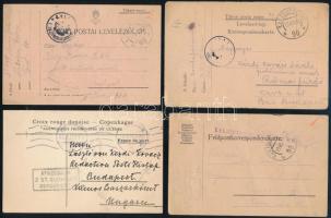 1916-17 Kézdi-Kovács Lóránt (1897-1916), Kézdi-Kovács László (1864-1942) festőművész, műkritikus I. világháborúban elesett fia sorsával kapcsolatos össz. 4 db megrázó dokumentum: 1916 augusztusa, 3 db tábori posta 3 különböző katonától, mindegyik mást számol be Kézdi-Kovács Lóránt sorsáról (egyik szerint orosz fogságba esett, másik szerint elesett, harmadik szerint fogságba esett vagy kórházba került)! Mindegyik Kézdi-Kovács Lászlónak postázva. + 1917 Nemz. Vöröskereszt levelezőlapja Dániából, amelyben közlik, hogy folyamatban van a keresés Oroszországban. Német nyelven. Kézdi-Kovács Lászlónak postázva.