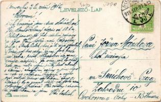 1915 Cservenka, Crvenka; tér, templomok. Knefély Lajos kiadása / square, churches (EK)