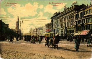 1909 Saint Petersburg, St. Petersbourg, Leningrad, Petrograd; Passage. M.St. (Berlin) / street, tram, shops, theatre (fa)