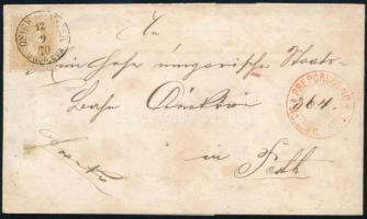 1870 15kr levélen / on cover "OSIEK-ESSEK / U GOR.GRA." + piros / red "PREPORUCENO"